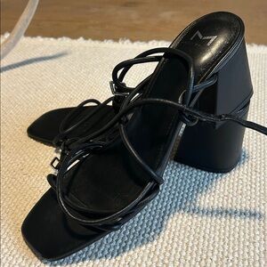 Marc Fisher Black Strappy Block Heels